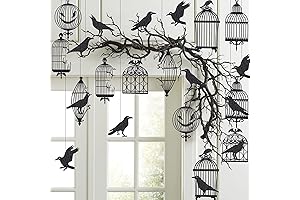 Cheerland Haunting Black Crow & Cage Garland