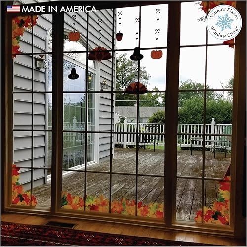 Miniatura 5 de La ventana de otoño de 47 pulgadas se adhiere al borde de la hoja, borde de ventana para decoración de hojas de otoño, adhesivo de doble cara para