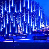 AUINSKY Luci Natale Esterno Cascata, Pioggia di Luci Led 50 cm 10 Tubo 480 Led Impermeabile Luci a Pioggia Natalizie da Esterno, Adatta per Feste, Natale, Decorazione del Giardino