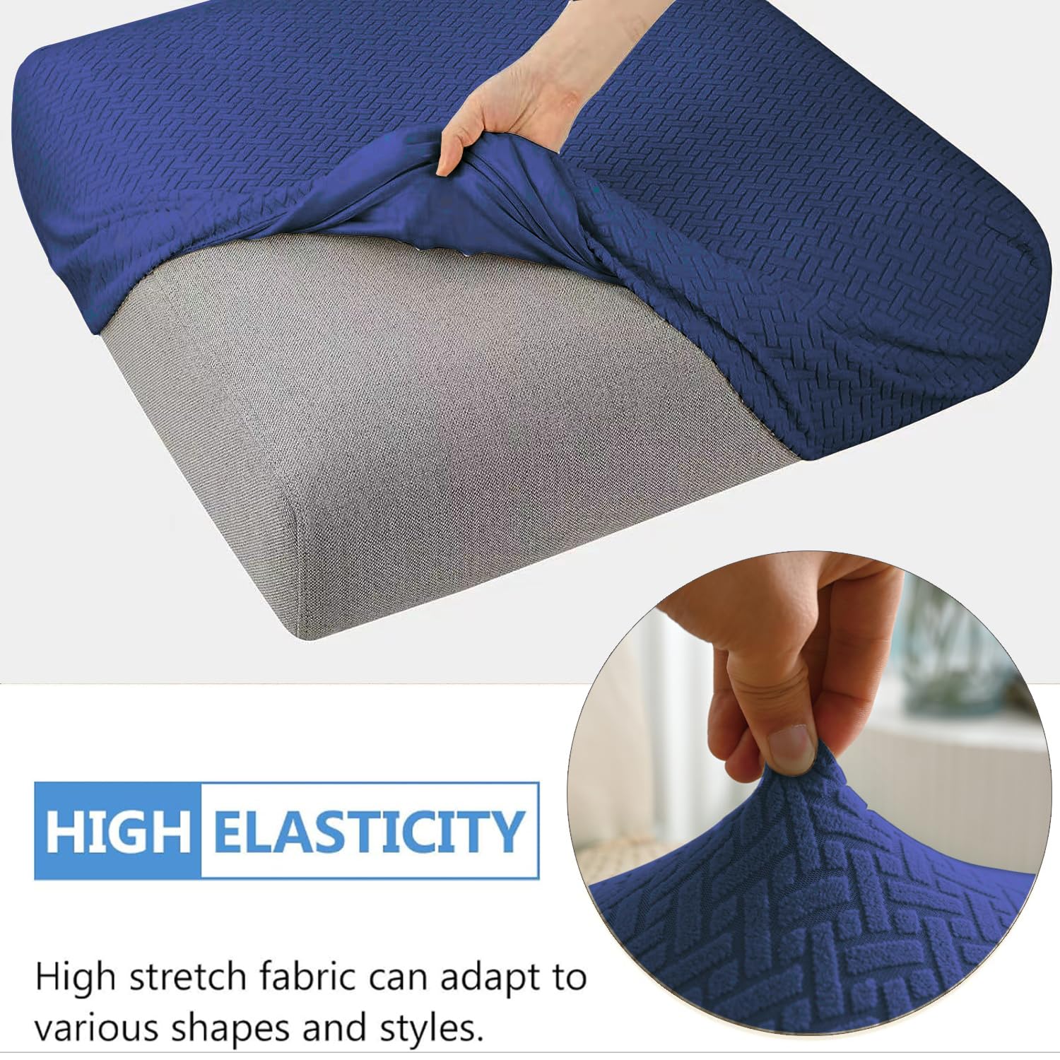 SHANNA Sofa Seat Cushion Slipcovers: 3Pcs Modern Couch Cushion Cover Waterproof Patio Cushions Latest Couch Cushion Slipcovers,for Sofa Pets (Navy Blue) - Image 4