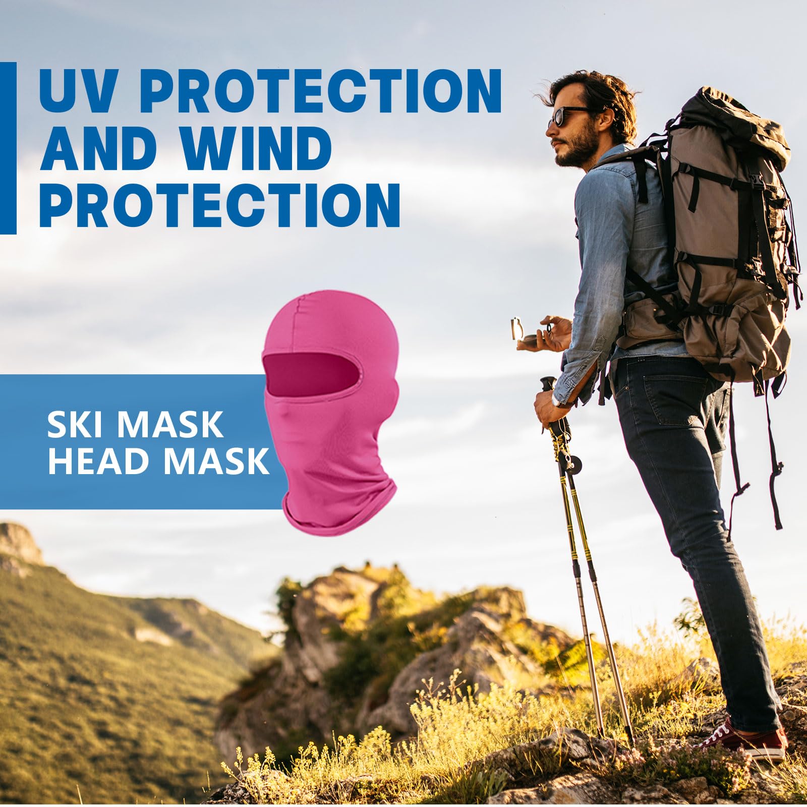 Kotkiddy® Cagoule - Masque de ski - Coupe-vent - Protection solaire - Protection UV - Pour femme - Rose - L, rose, L