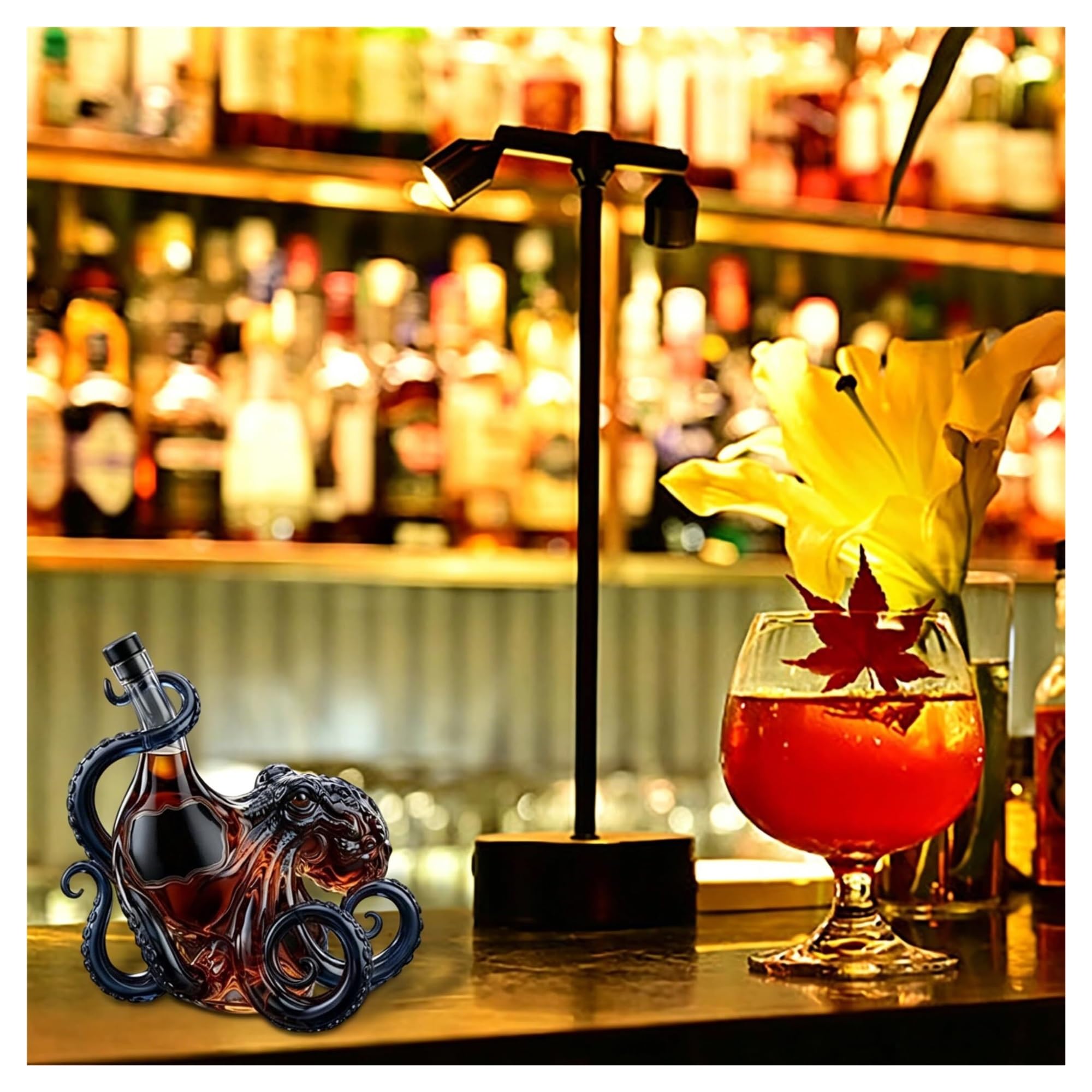 Rum Edition - Bottiglia 3D a forma di polpo, decorazione nautica, collezione di arte marina, bottiglia di alta qualità per vino, liquore, soda