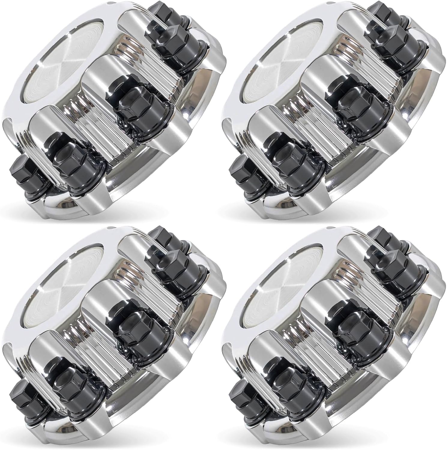 Chrome 8 Lug Wheel Center Caps for Chevy Silverado 16 Inch Van & Truck Rim Wheels, Replacement 15039489, 15039488, 9597169, 9597170