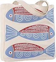 Ocean Embroidery Tote Bag for Women - Durable Canvas Beach Grocery Shopping Bag with Magnetic Closure & Inner Pocket