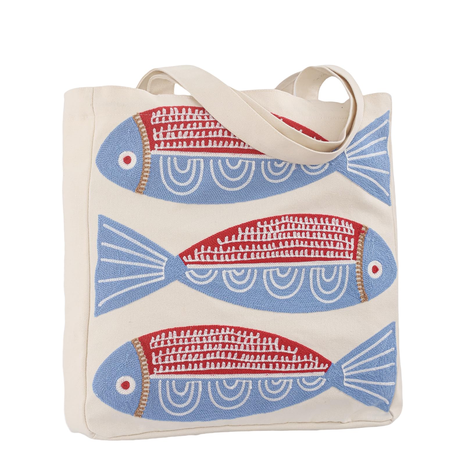 Ozean Stickerei Frauen Tasche Sommer Leinwand Strandtasche Wiederverwendbare Einkaufstasche Einkaufsbuch