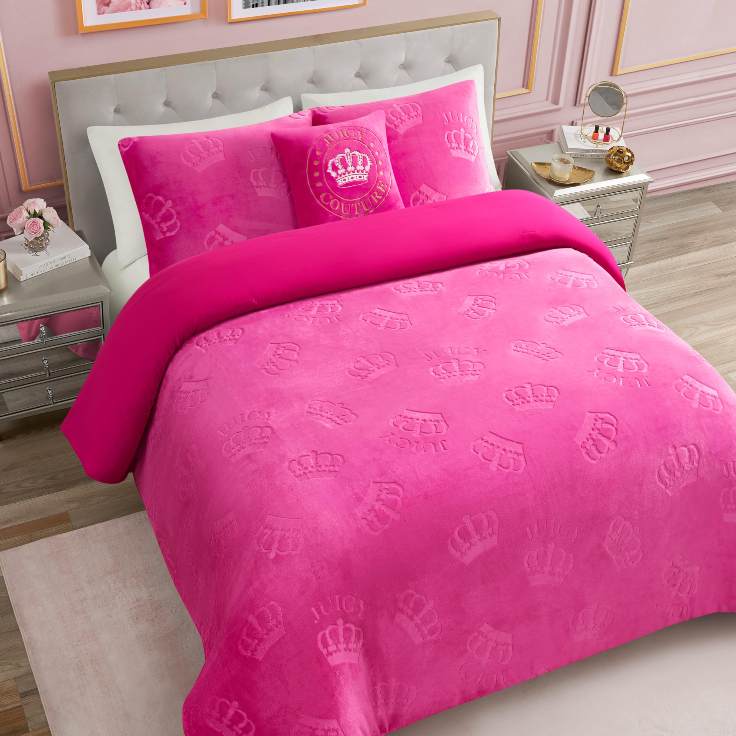 Amazon.com: Juicy Couture Plush Reversible Embossed Crown 3-Piece