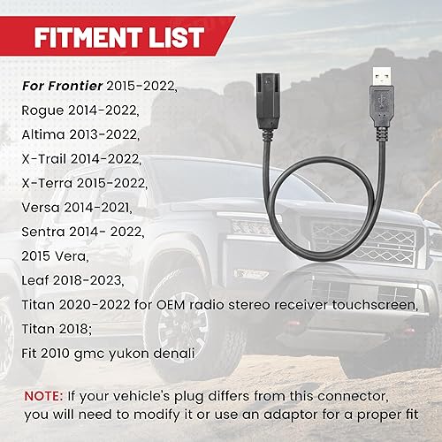 Miniatura 3 de RED WOLF Cable estéreo de fábrica para coche, puerto USB, arnés de cableado de retención para Nissan 2015-2022 Frontier Titan Sentra Retain OE