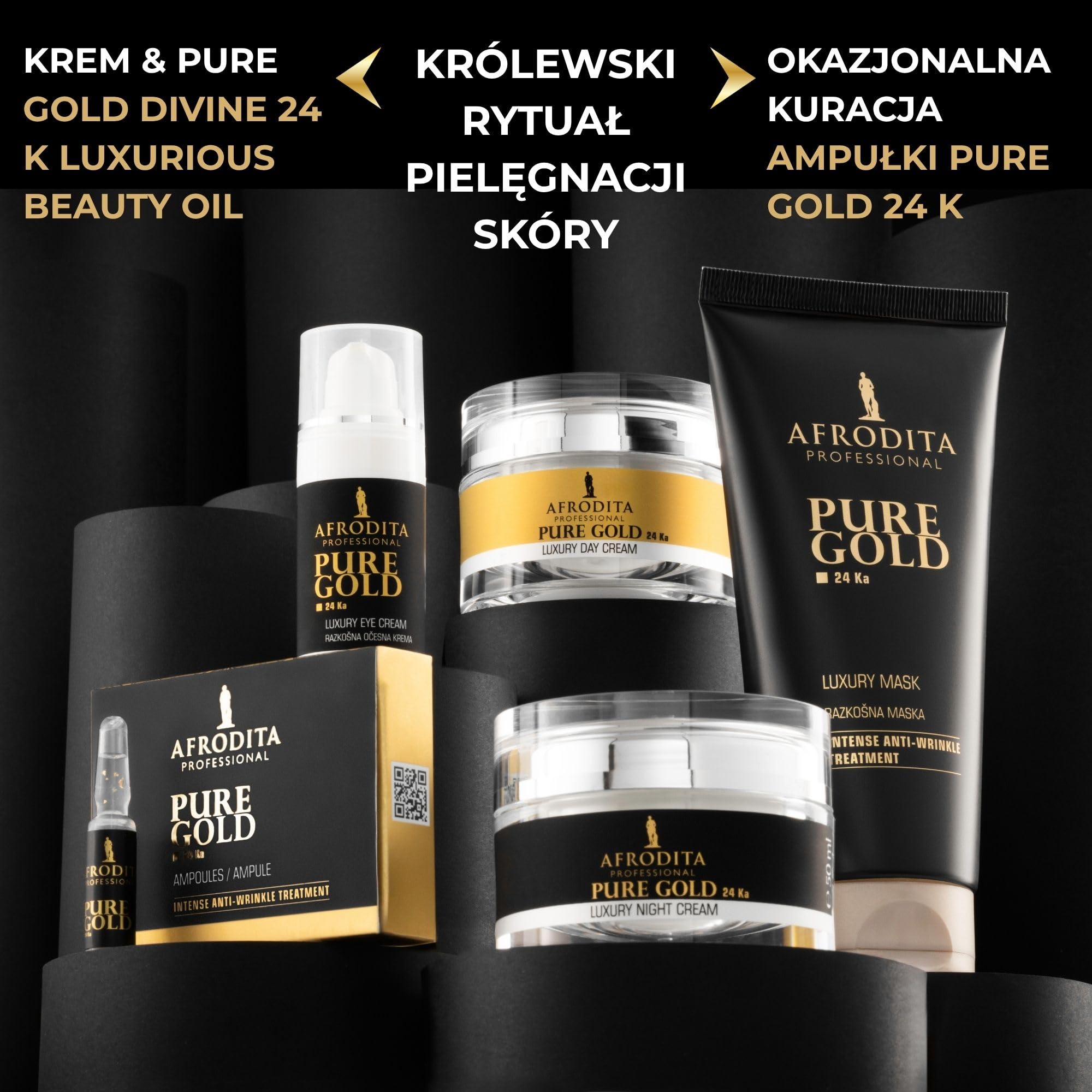 Afrodita Professional Pure Gold 24 Ka luksusowy krem na dzień l 50 ml l wydajna formuła przeciwstarzeniowa z cząsteczkami czystego 24-karatowego złota
