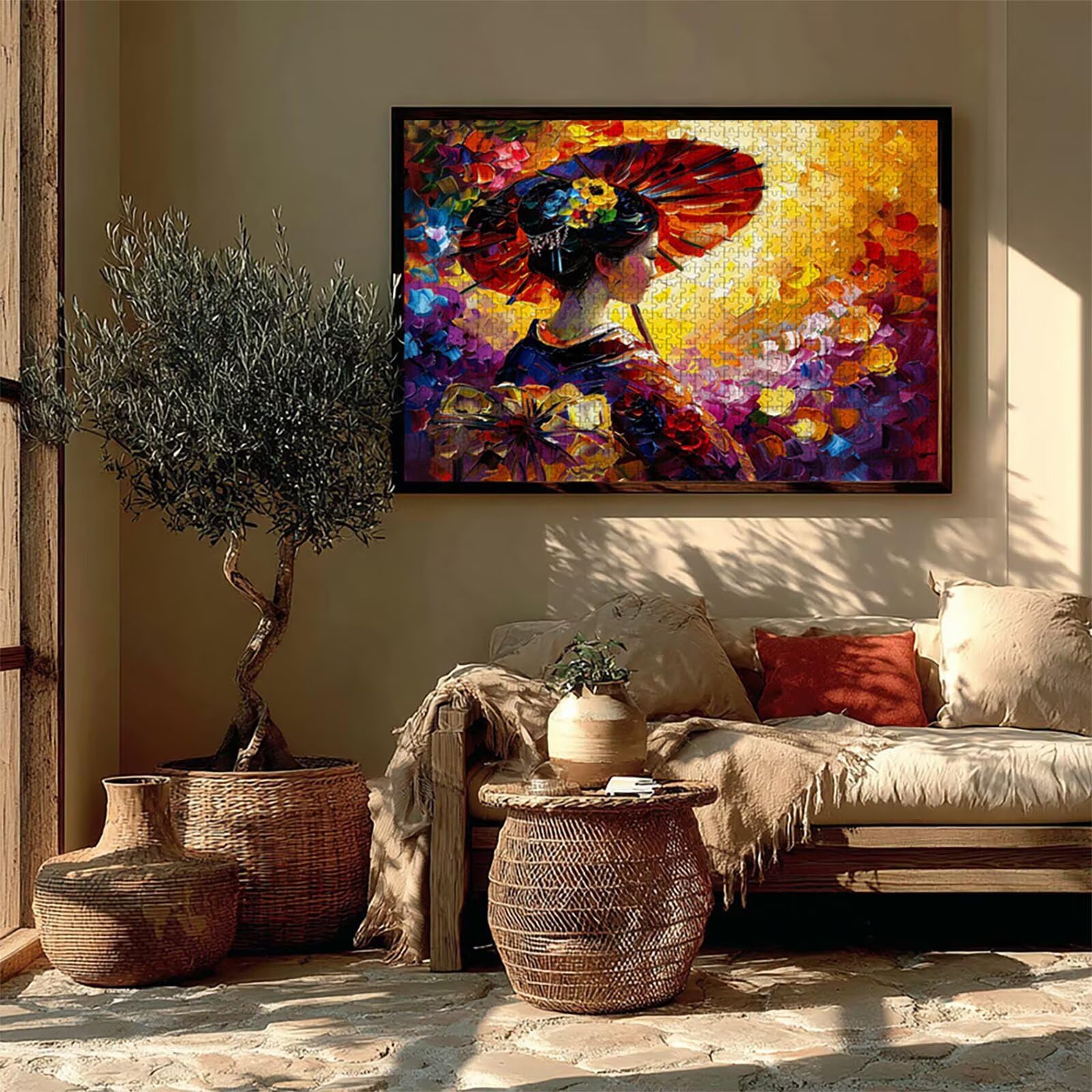 Kolor Puzzle Drewno, Gejsza Puzzle 6000 sztuk dla dorosłych z kompaktowym pudełkiem 179 x 105 cm, wyzwanie puzzle, DIY kreatywne gry logiczne dla mężczyzn kobiet, dekoracja lato prezent, B-9225