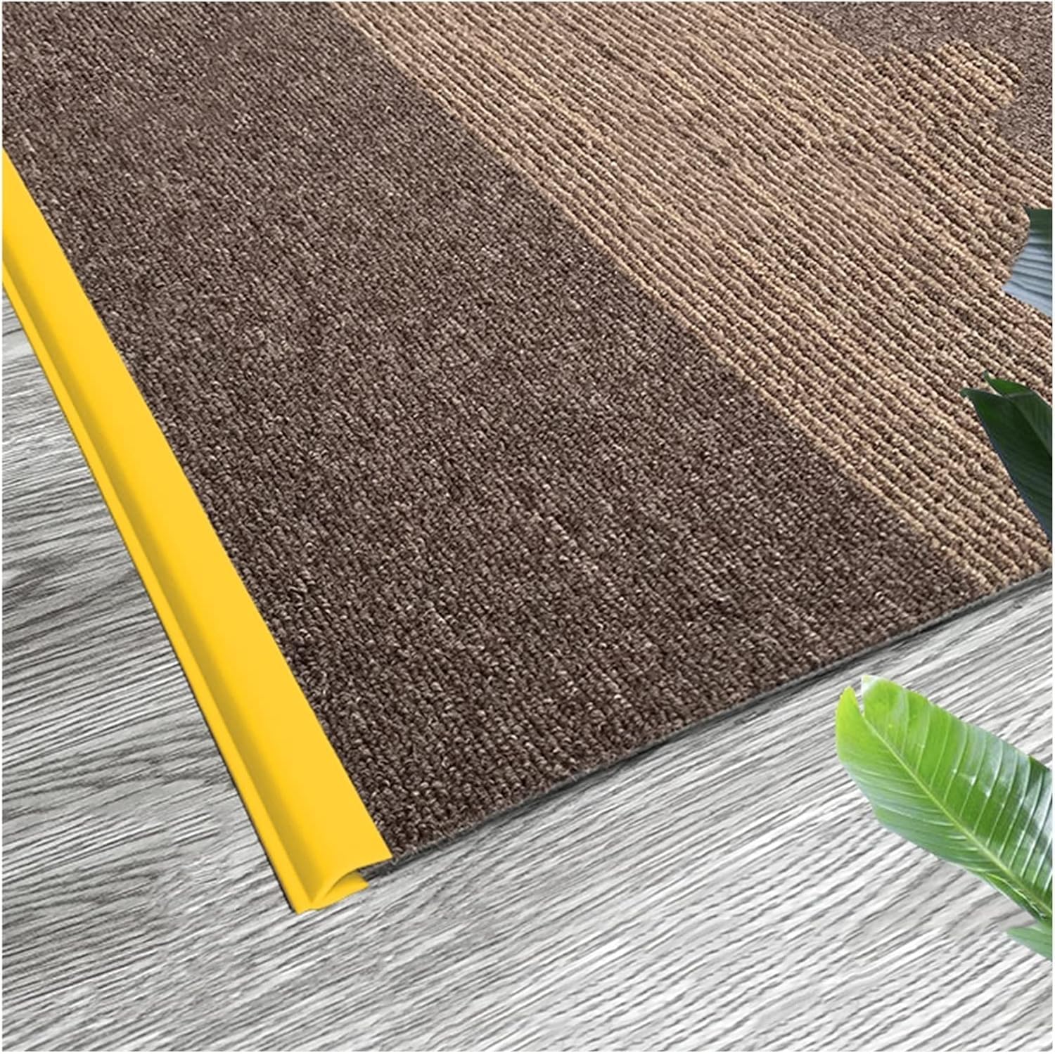 PVC Waterproof Floor Transition Strip for Carpet to Tile,Flexible Soft Carpet Edge Strips Self Adhesive, P Molding Doormats Wrapping Strip(Yellow,1m(3.3ft))