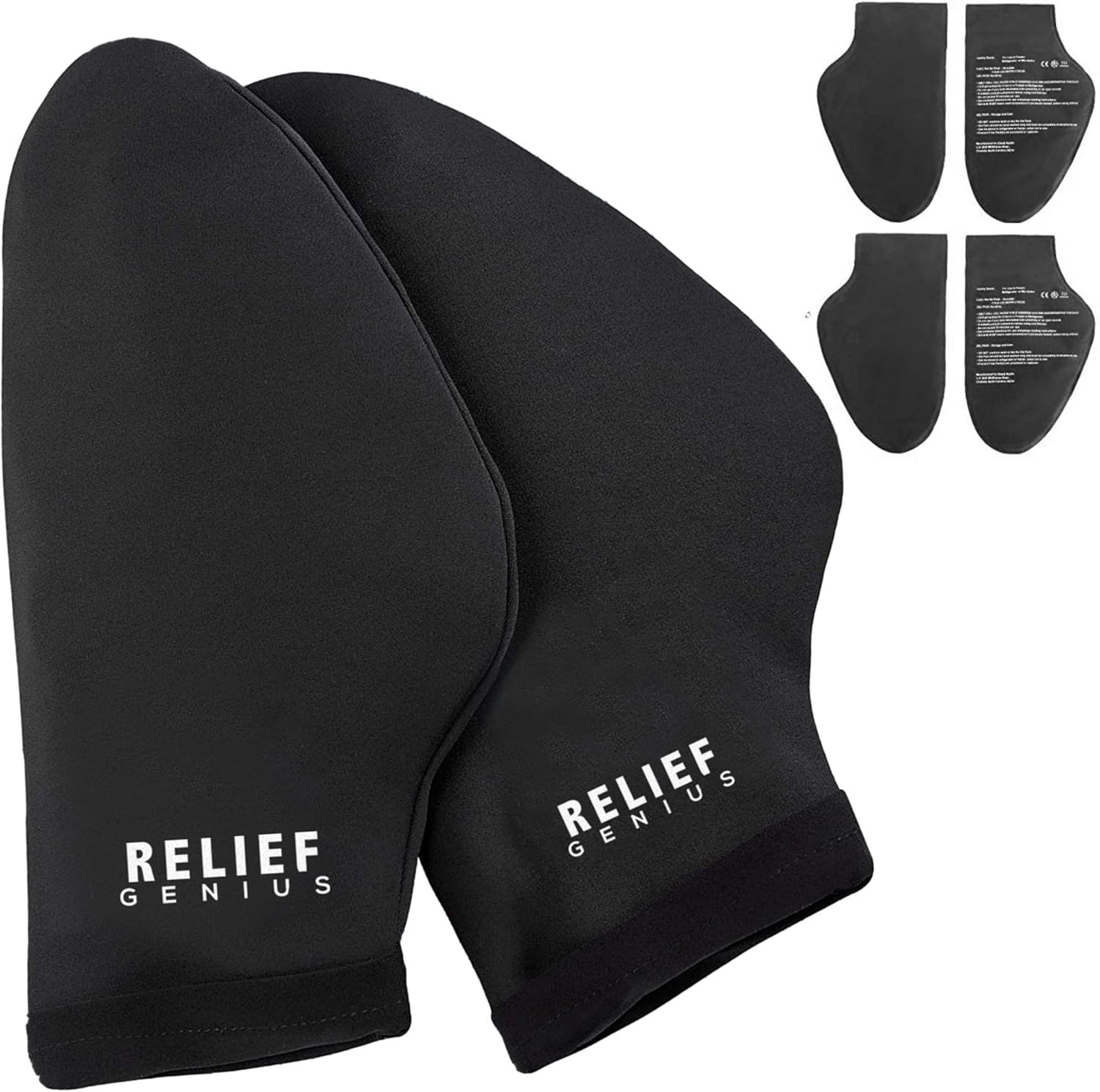Relief Genius Hand Ice Pack  Cold Therapy for Hands - Ice Gloves for Chemo, Neuropathy, Arthritis, Injuries and Working Hands  Includes 2 Mittens and 4 Reusable and Flexible Gel Ice Packs (Large)