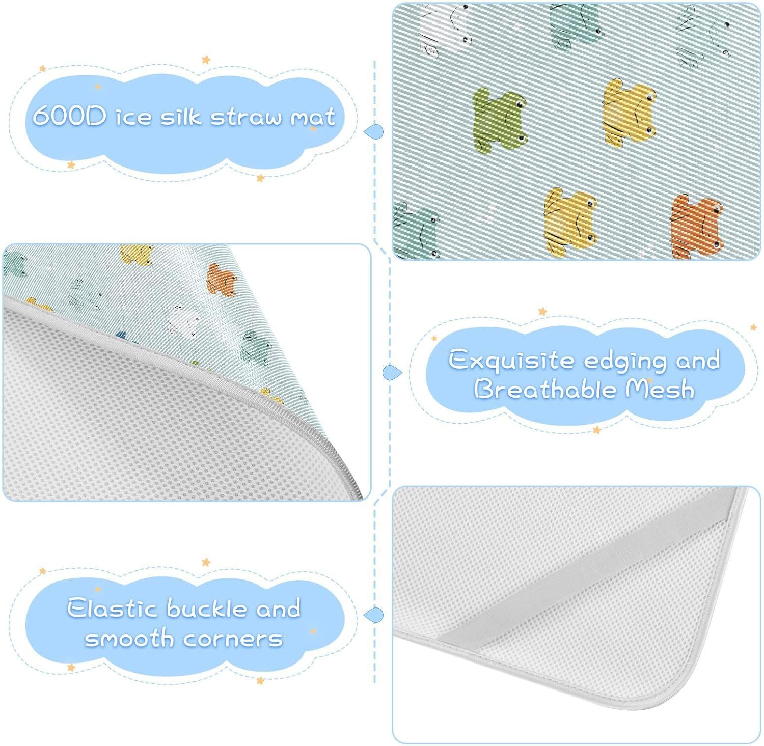 Cute Cartoon Sea Frog Aqua cooling baby mattress protector 28" x 52" absorbent crib padding for sides for kids, adult