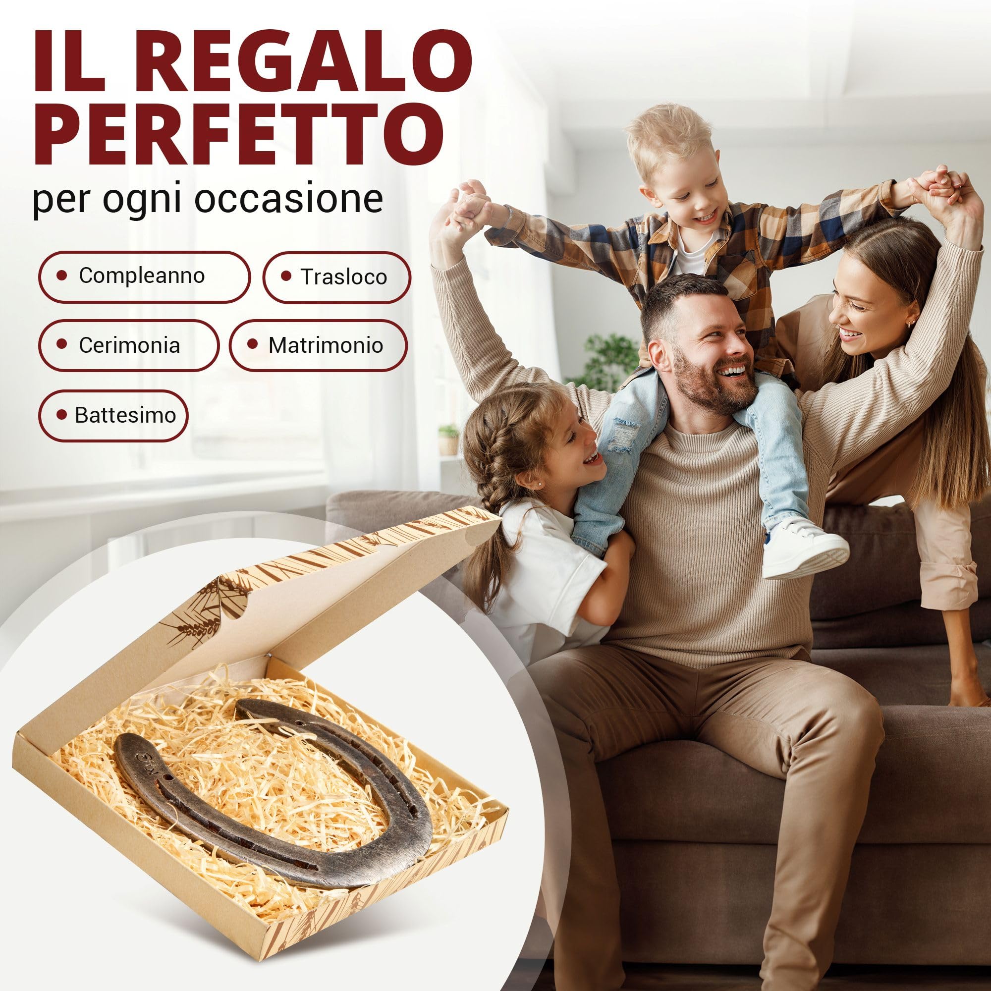 PURAJA Regalo ferro di cavallo Autentico ferro di cavallo consumato | Portafortuna per compleanno, inaugurazione della casa | Originale con certificato di autenticità