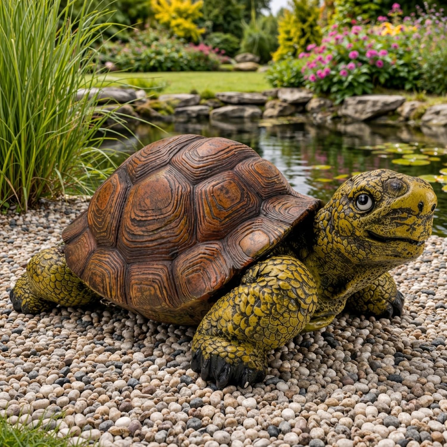 Gartenfiguren für draußen Schildkröte als Teichdeko - wetterfest - 33 oder 56 cm groß XL (56 cm)