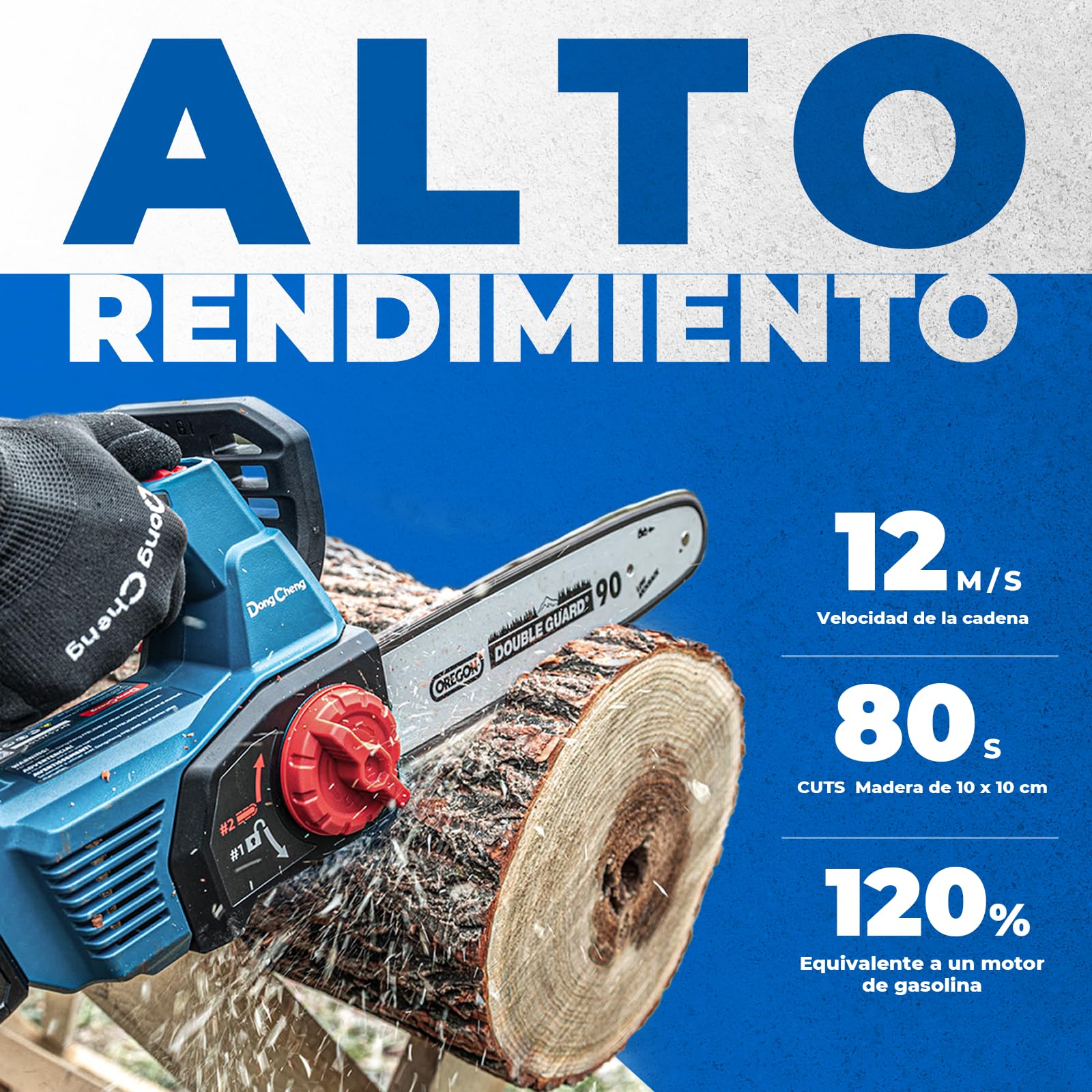 DongCheng Motosierra a batería 20V, motor sin escobillas, guía OREGON de 30 cm, tensión sin herramientas, lubricación automática, con batería de 4,0 Ah