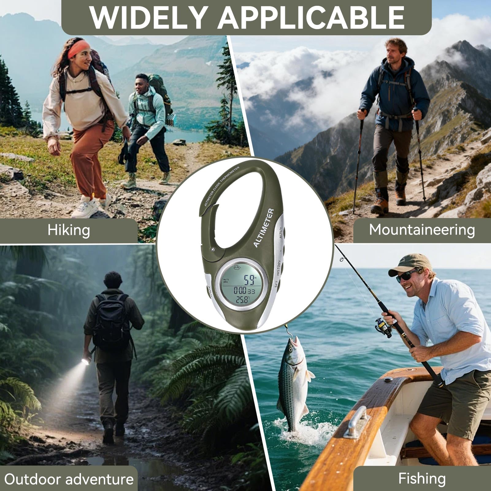 HERCHR Digital Höhenmesser tragbarer digitaler Kompass -Wanderwanderungs -Thermometer Hintergrundhöhe Altimeter Barometer Multi -Funktion zum Wandercamping im Freien im Freien