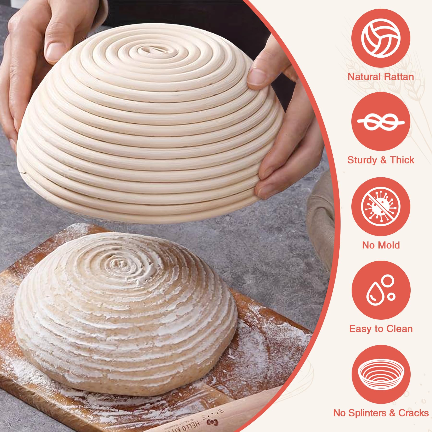 Aliggbent Banneton – Lot de 38 fournitures de cuisson au levain, paniers ronds et ovales de 25,4 cm avec kit de pot à levain de 680,4 g, balance numérique, sacs et kit