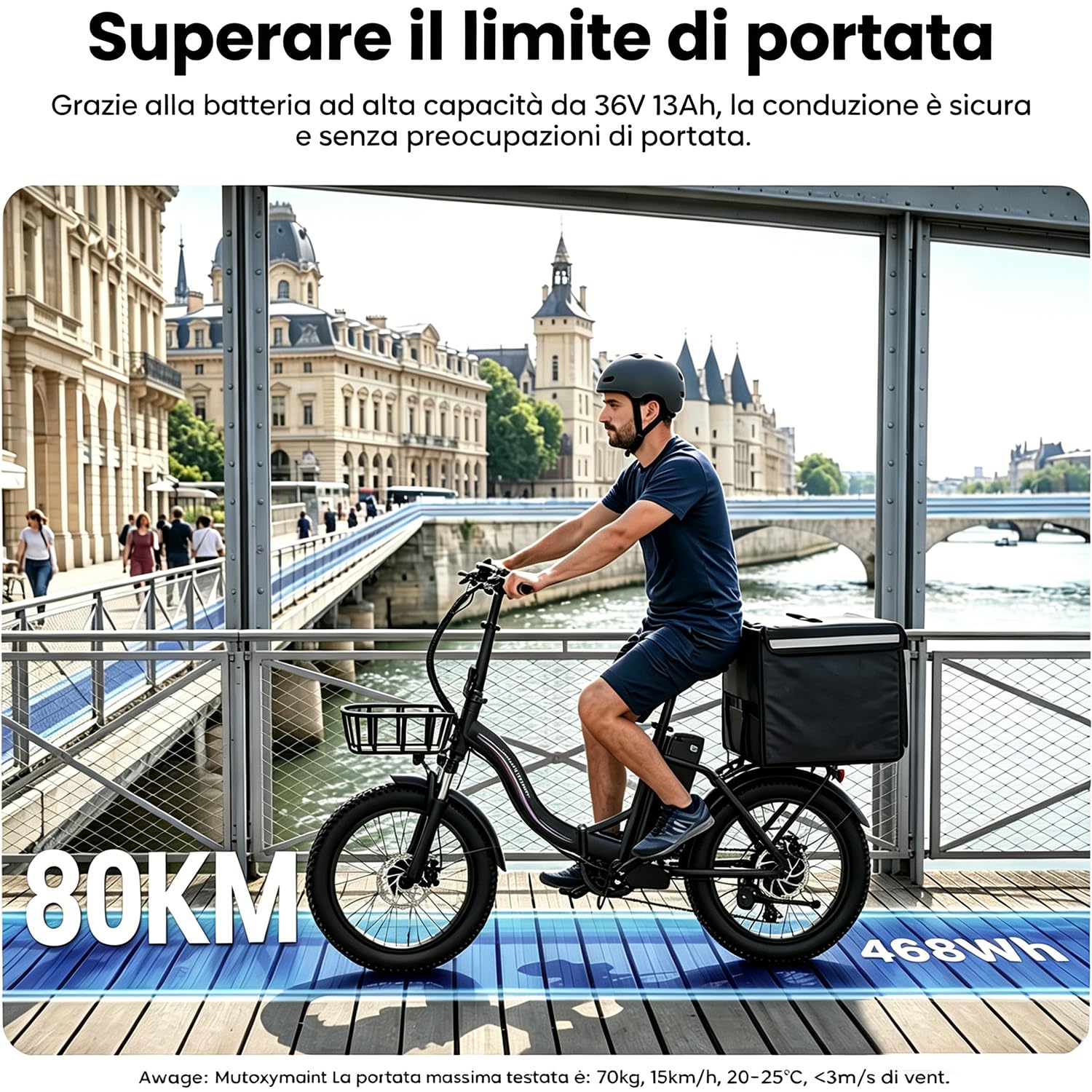 Vélo Électrique 20", 250W, 36V13Ah,100km, 25km/h, Pliable, Fatbike | Batterie 36V 13Ah, Autonomie jusqu'à 120km, Moteur 250W 25km/h, Pneus 20"x3.0" Tout Terrain