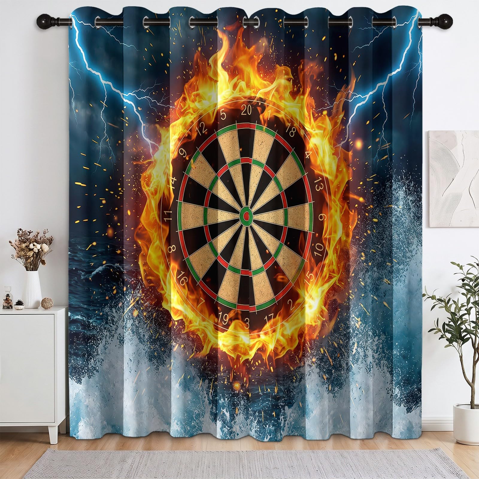Sportowa abstrakcyjna zasłona zaciemniająca do darta szer. 140 cm x dł. 259