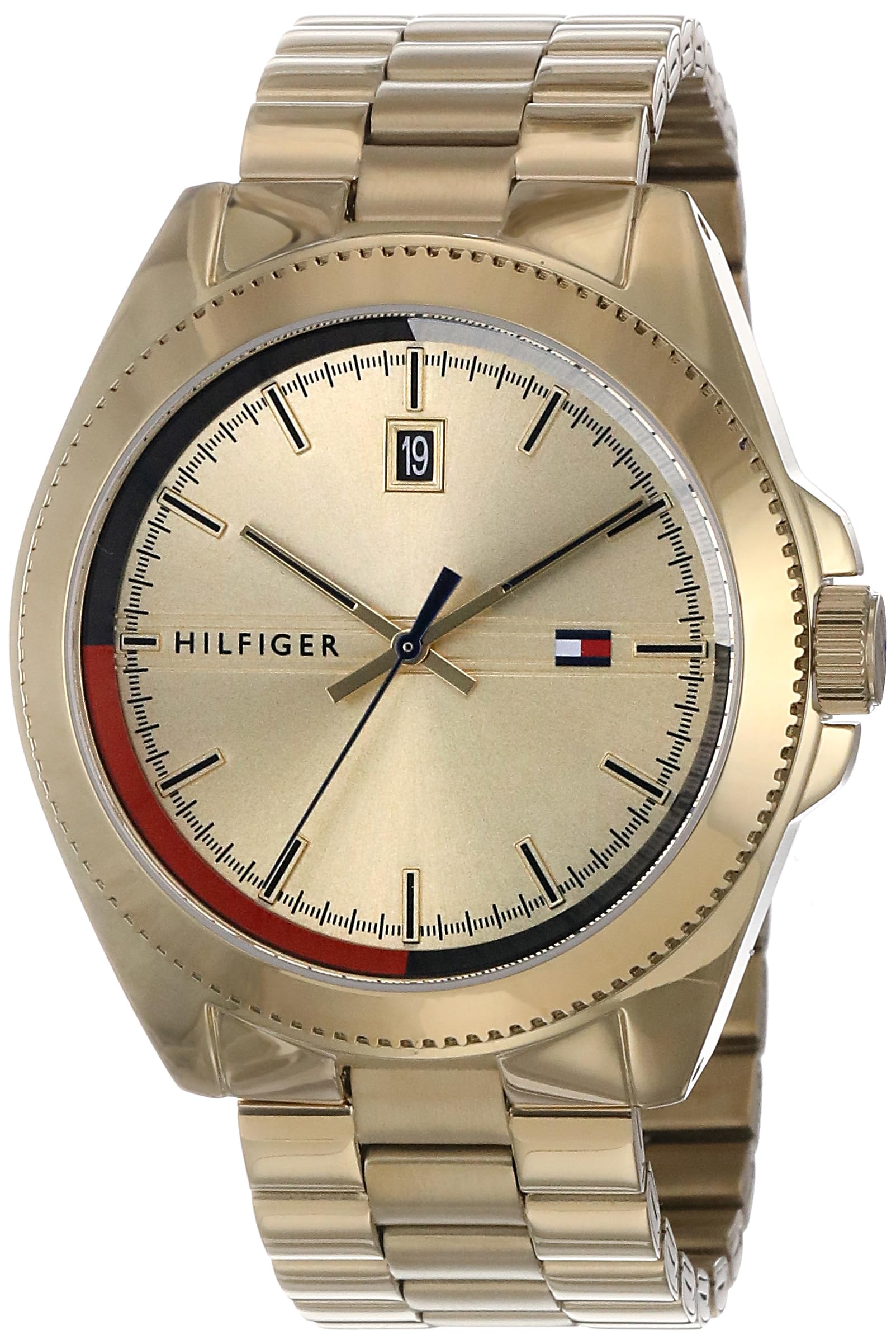 Tommy Hilfiger Quartz Multifunction Golden Dial Stainless Steel Strap Sport Watch for Men_NETH1791686W (B0CYPM4M89) Amazon Price History, Amazon Price Tracker