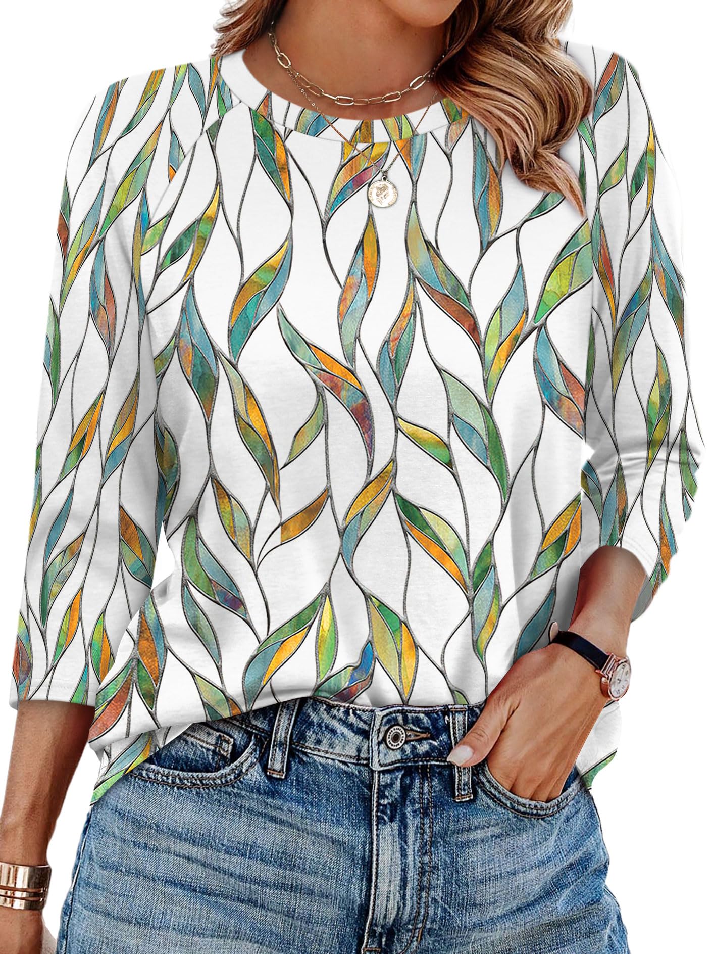 WIHOLL 3/4 Length Sleeve Womens Tops Summer Basic Business Casual Blouses 2025 Fashion