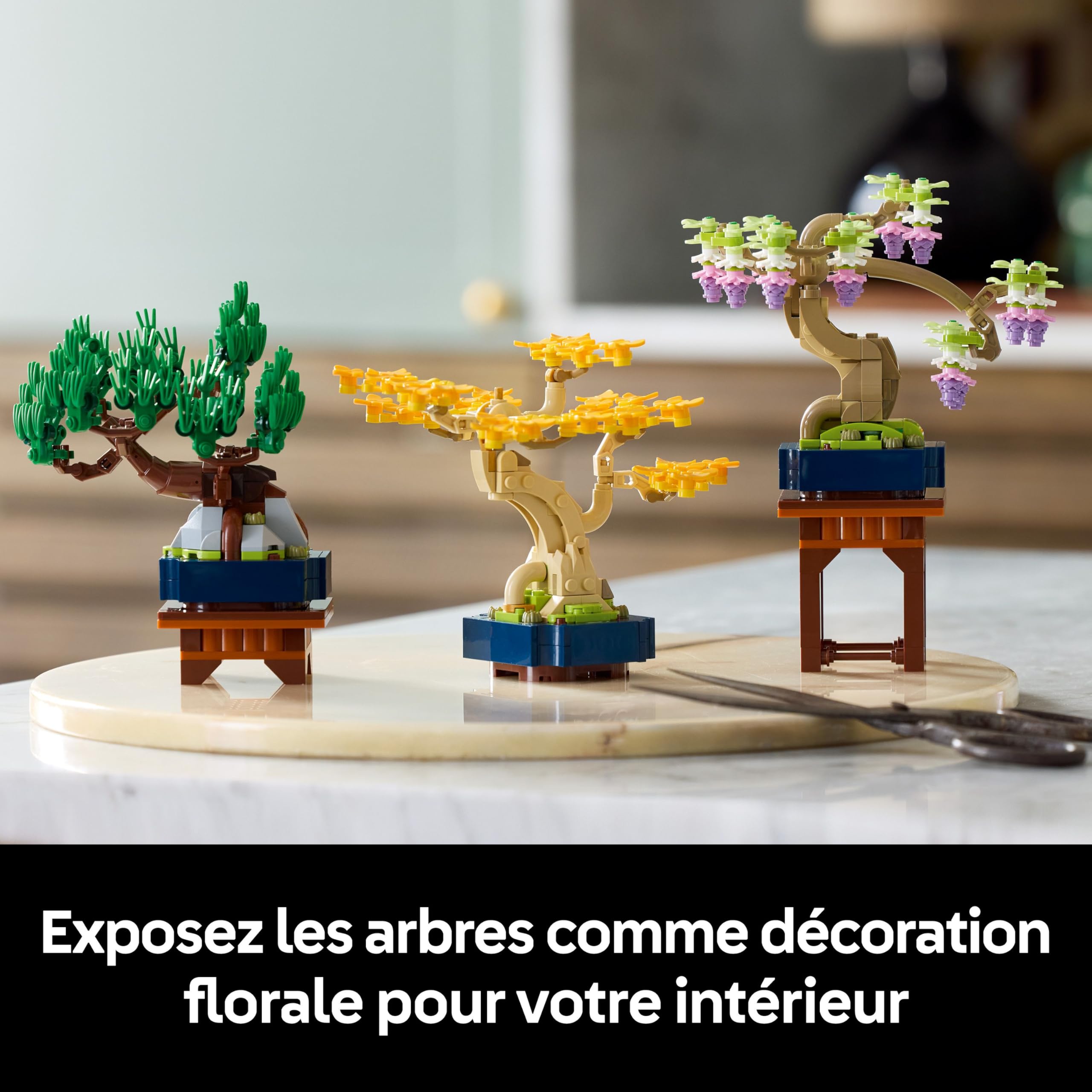 LEGO Botanicals Mini Bonsaïs - Set de Construction pour Adulte - 3 Plantes Artificielles avec Supports : Ginkgo, Pin Noir & Glycine - Maquette DYI pour Décoration Intérieure - Cadeau Original 10373