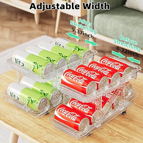 Miniatura 3 de Skycarper Organizador de bebidas ajustable automático Glide, dispensador de latas de soda transparente para refrigerador de despensa, juego de 2