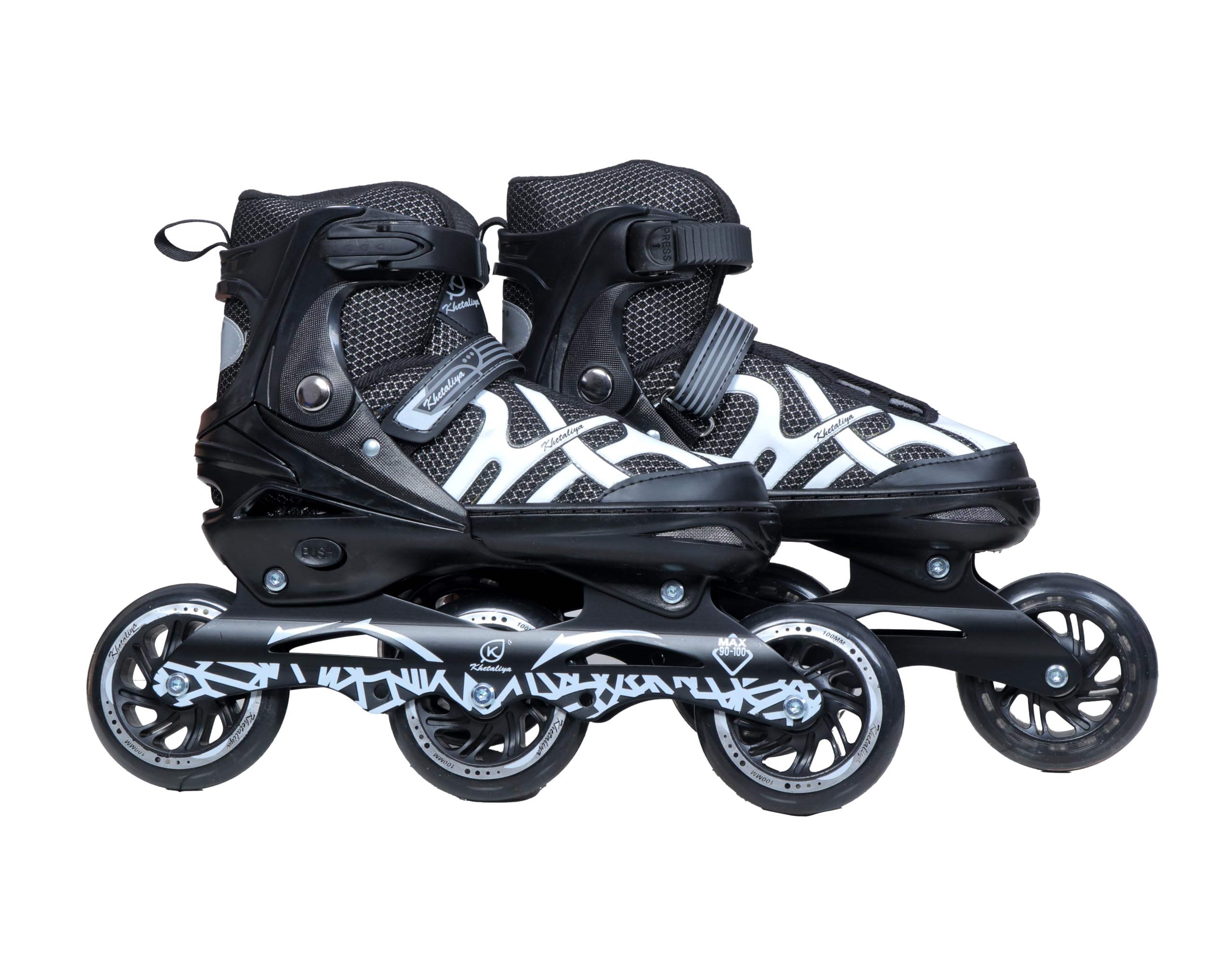 Adjustable Inline Skates for Adults & Kids – 3-Wheel High-Performance Roller Blades with Aluminum Frame & Breathable Mesh Boot Adults Size (6 to 9 UK)- Black-image-24