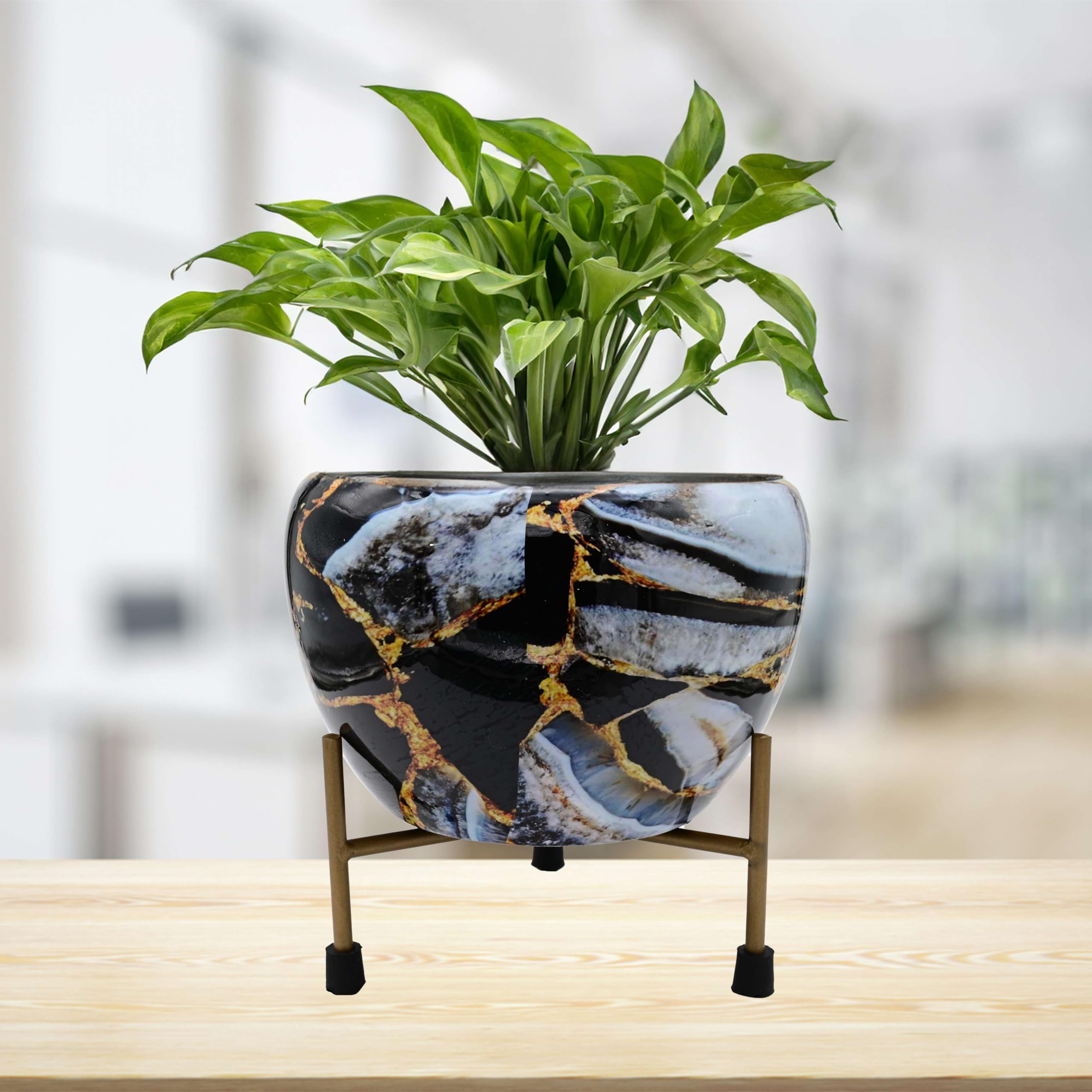GIFTED GARDEN Gold Metal Pots for Indoor Plants with Drainage Hole | Designer Flower Pot & Planters for Home Décor, Living Room, Kitchen, Bedroom, Table Top, Office, Gifting (1 Pack) (B0D66Y1LKL) Amazon Price History, Amazon Price Tracker