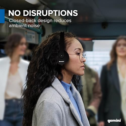 Miniatura 5 de Gemini Sound DJX-200 Auriculares profesionales negros para DJ, monitor sobre la oreja con controladores de 1.575 pulgadas, almohadillas ultra