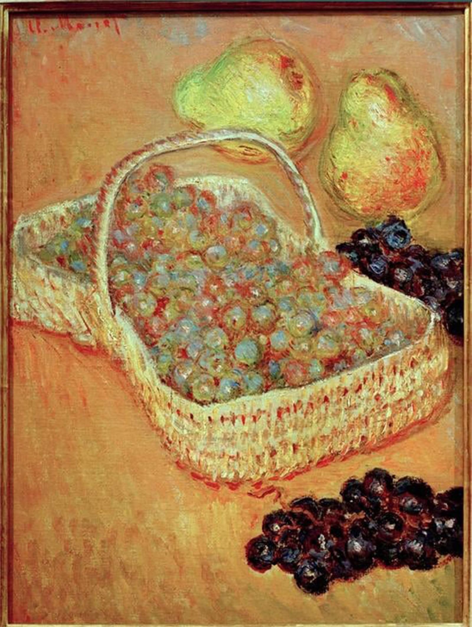 Artxlxxbn No Frame Famous Painting Art Wall Decor Abstract Art Picture Basket Of Grapes And Pears By Claude Monet Animal Pictures For Home Decor 60X90cm
