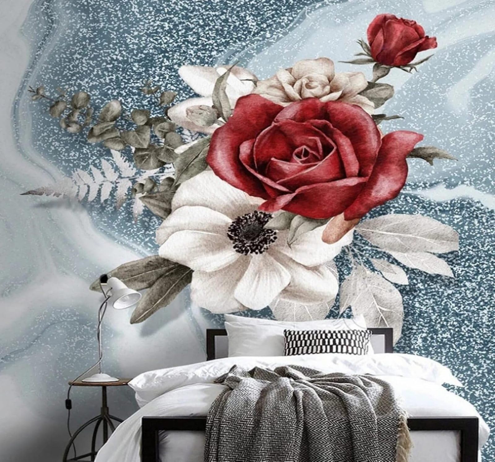 XLMING Abstract Hand Drawn Three Dimensional Beautiful Rose 3D Wallpaper Luxury Home Dining Decor Paste Sofa Living Room The Wall for Bedroom Mural-430cm×300cm