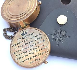RIRHTAJUS Dad to Son Compass – to My Son Love Dad – Father to Son Gifts - Graduation Day Gifts for Son - Son Birthday Gifts - Confirmation Gifts for Son