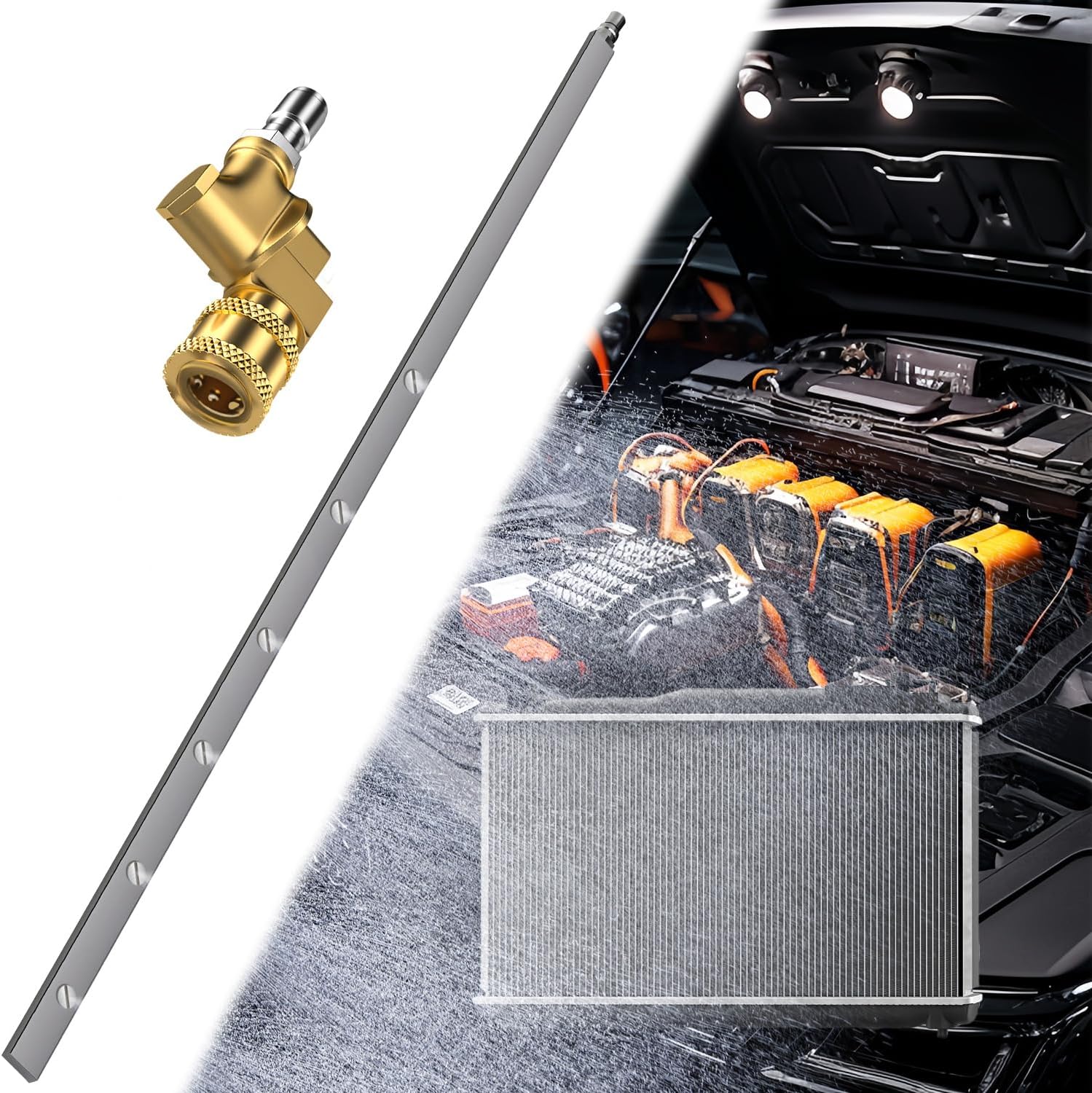 39'' Car Radiator Cleaning Wand 25° Fan Nozzle Car Truck Power Washer Wand Radiator Flush And Cleaner Tool Pressure Washer Radiator Wand Fit for Car Radiator Flushing Max 4500PSI Pressure Washer