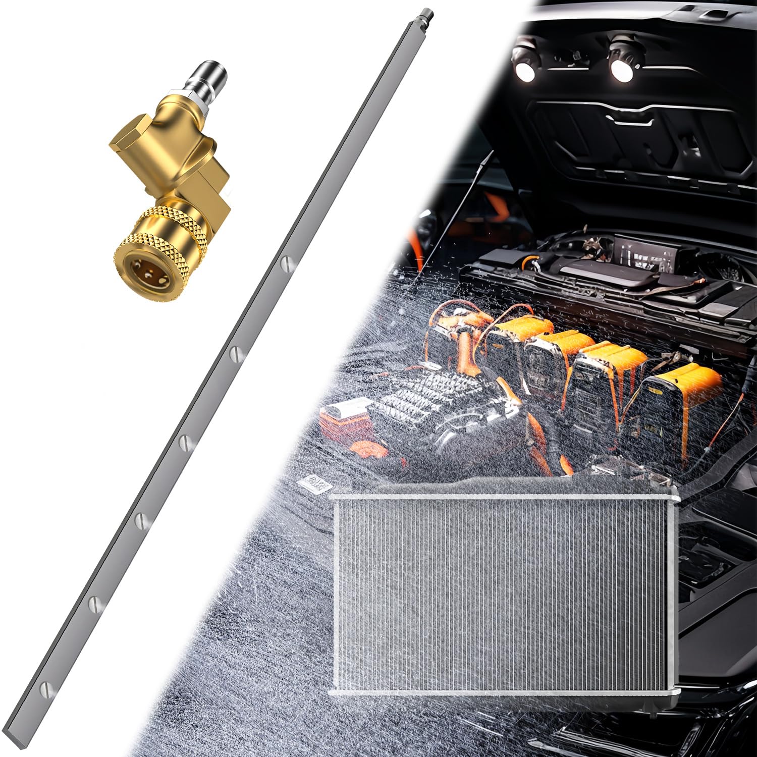 Nettoyeur Pour Radiateur Voiture - Buse Haute Pression 4500 PSI En Acier Inox, Avec Raccord Eau/air