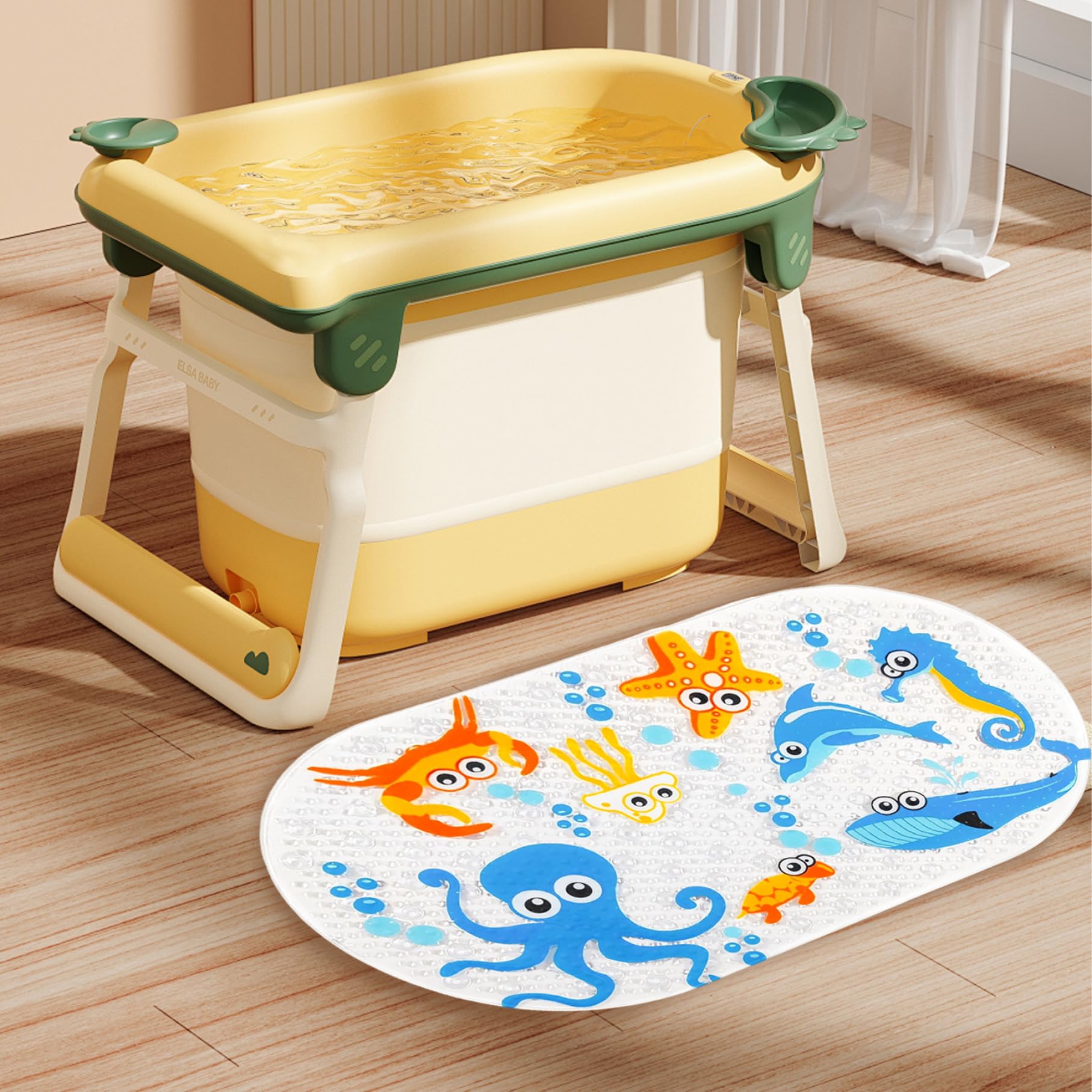 Mat de Bain pour Tout-Petit, Tapis de Baignoire en PVC sans Glissement en PVC pour Les Enfants, Tapis de Baignoire pour bébé en Dessin animé, Tapis de Bain pour Les Enfants pour Baignoire