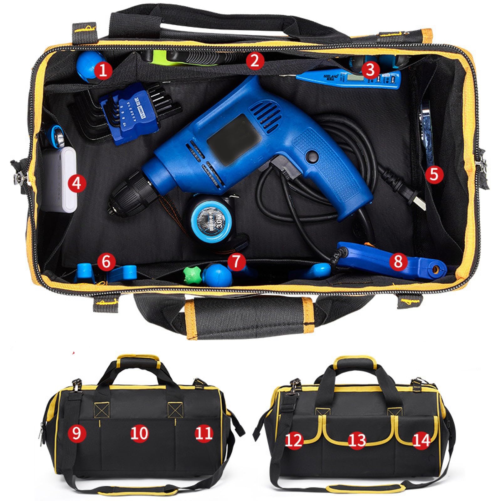 Bolsa de herramientas para electricista, organizador multifuncional, Bolsa de Herramientas, Bolsa Organizadora de Herramientas, Bolsa de Herramientas Multifuncional(amarillo)