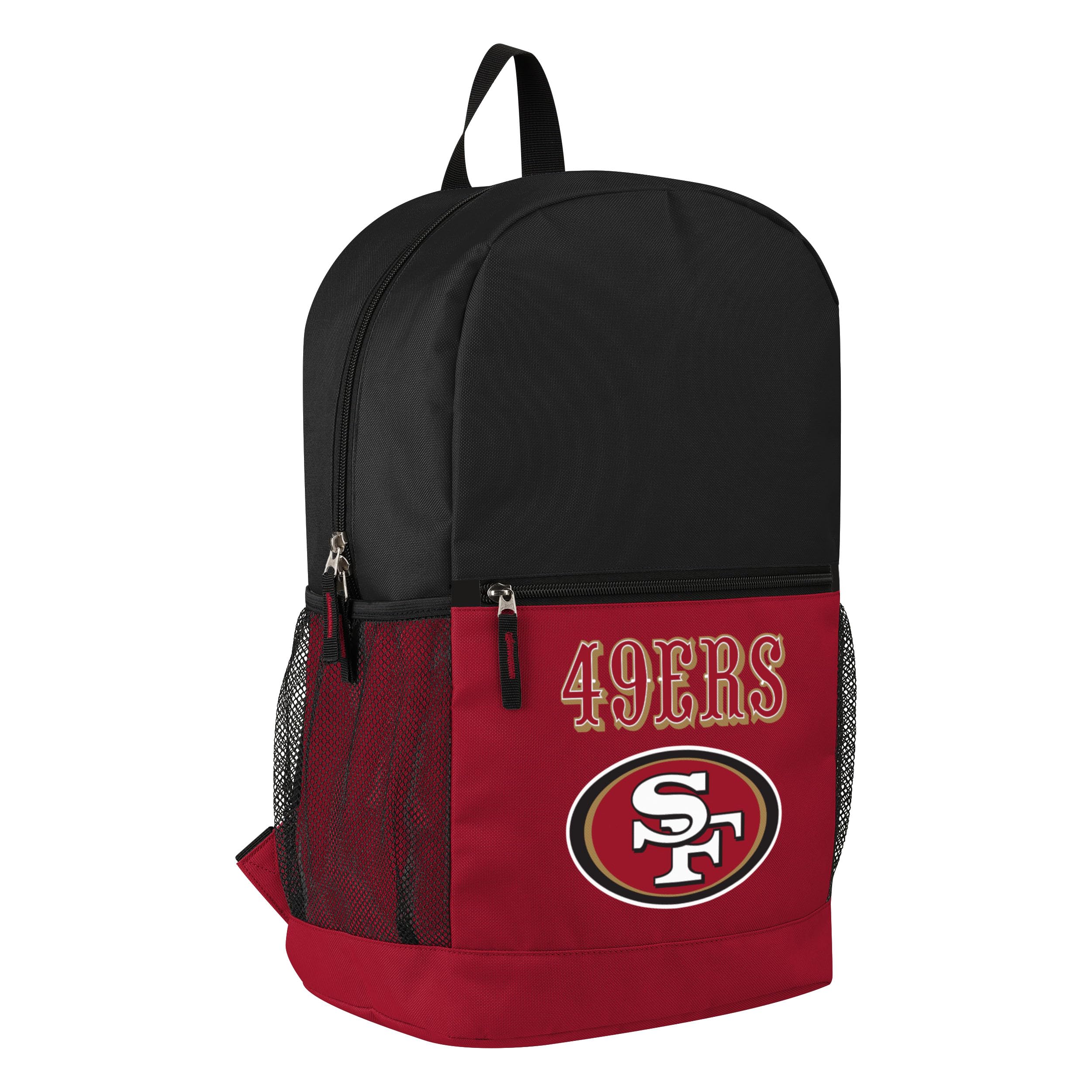 FOCO NFL Officially Licensed Football Team Color Primary Logo 2 Tone Big Logo Color Block School Bag Travel Backpack, San Francisco 49ers, One Size, Daypack Backpacks
