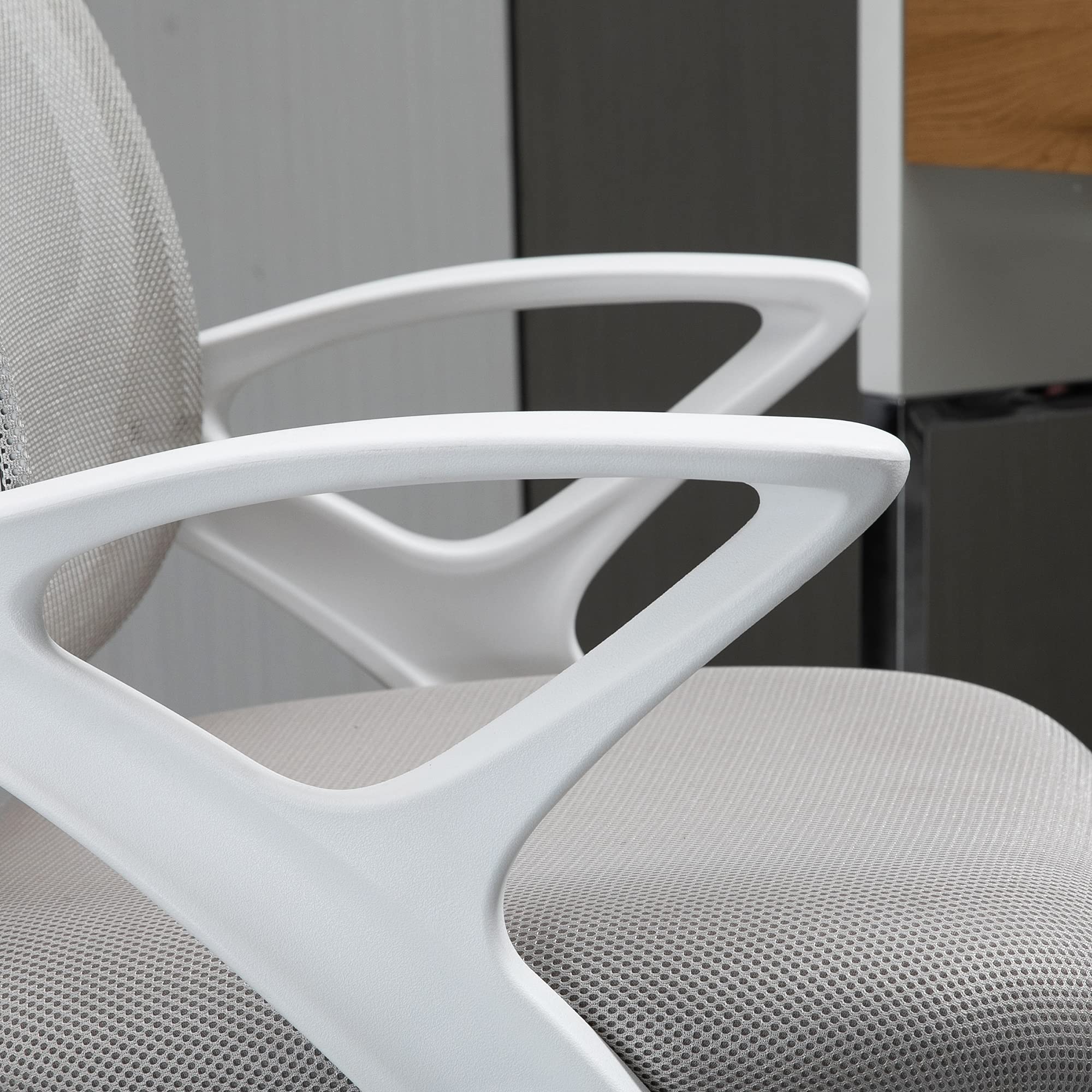 Vinsetto Sedia da Ufficio Basculante Girevole in Tessuto a Rete, Grigio | Sedia da Scrivania Ergonomica, Altezza Regolabile