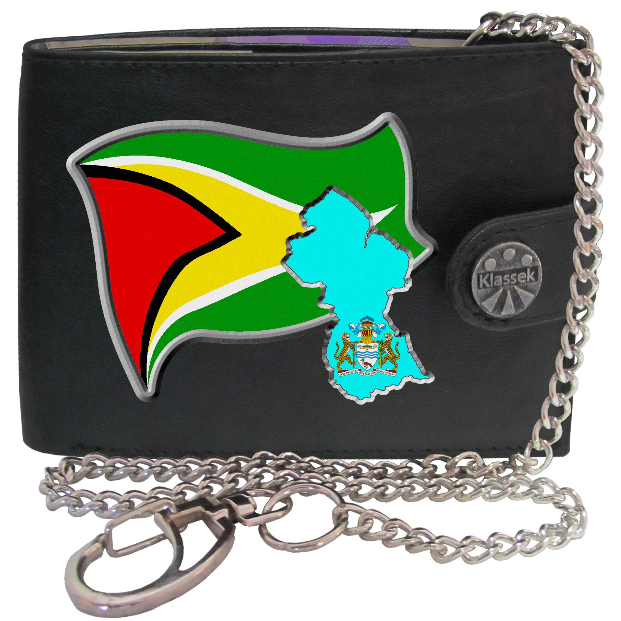Buy Guyana Guyanese and Coat of Arms COA KLASSEK Mens Wallet with Chain