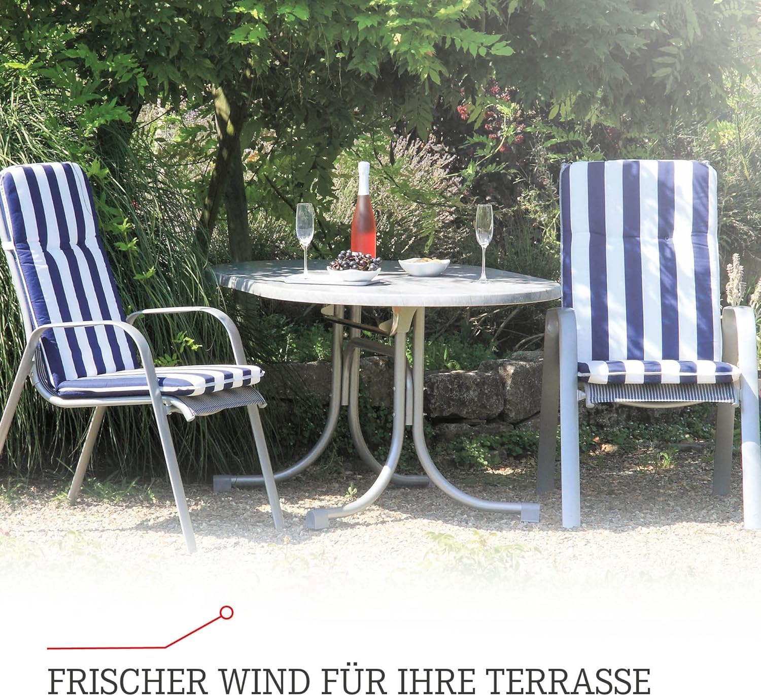 Beo Bali Hochlehner Auflagen 114x47 cm, 4er Set | Waschbare, atmungsaktive Gartenstuhl-Auflagen | UV-beständige Sitz-Auflagen | Made in EU nach Öko-Tex Standard | Pflegeleichte Polster