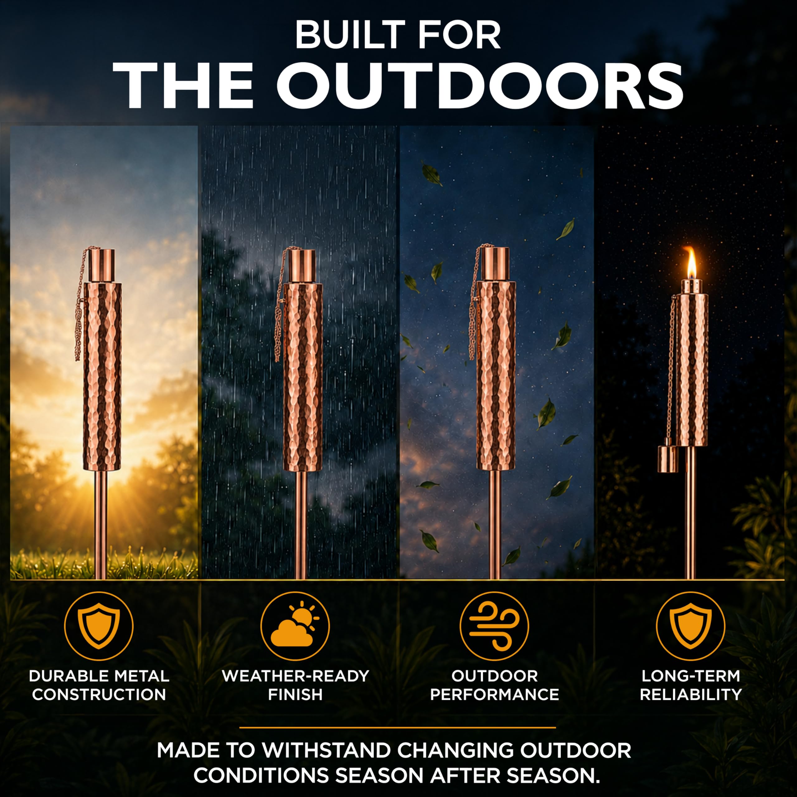 Firefly Torcia Tiki per esterni, design tubolare resistente alle intemperie per giardini, sentieri, patii e piscine, facile installazione, illuminazione classica per ambienti tropicali