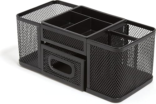 Miniatura 2 de TRU RED TR57541-CC Soporte para accesorios de malla de alambre de 7 compartimentos, negro mate