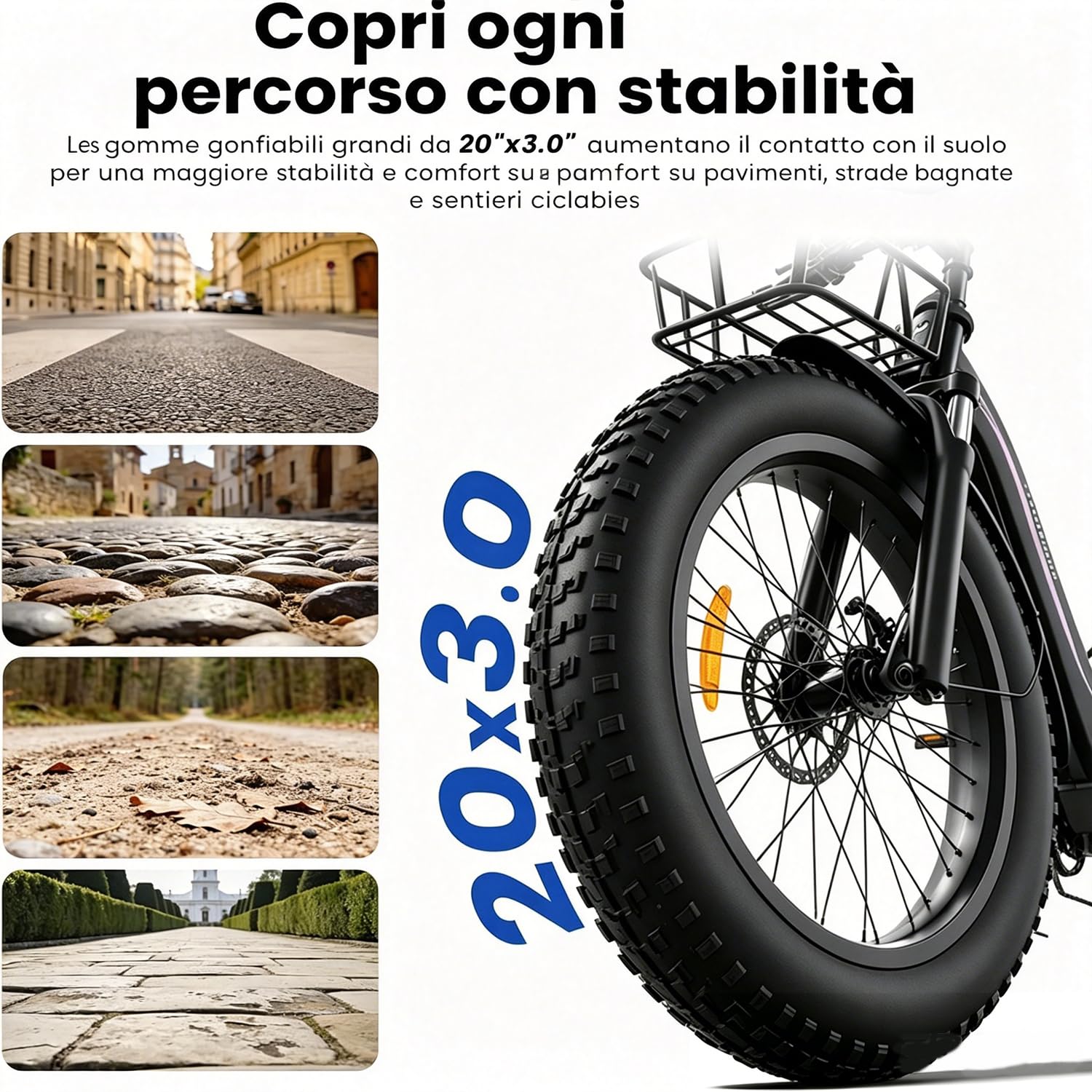 Vélo Électrique 20", 250W, 36V13Ah,100km, 25km/h, Pliable, Fatbike | Batterie 36V 13Ah, Autonomie jusqu'à 120km, Moteur 250W 25km/h, Pneus 20"x3.0" Tout Terrain