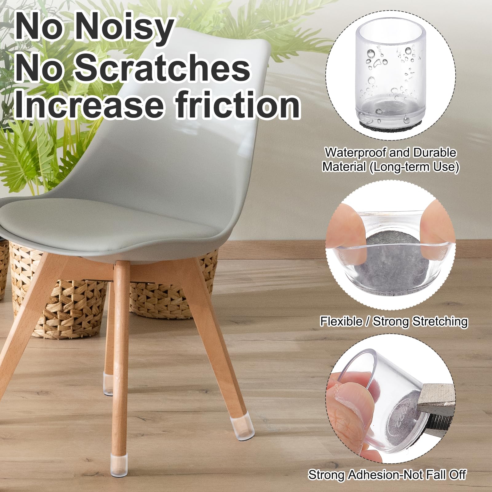 PATIKIL Chair Leg Floor Protector for Hardwood Floors 12 Pcs Round PVC Felt Fit 0.75" Furniture Leg Cap Furniture Feet Cover Furniture Feet Carpet Small Slider - Image 3