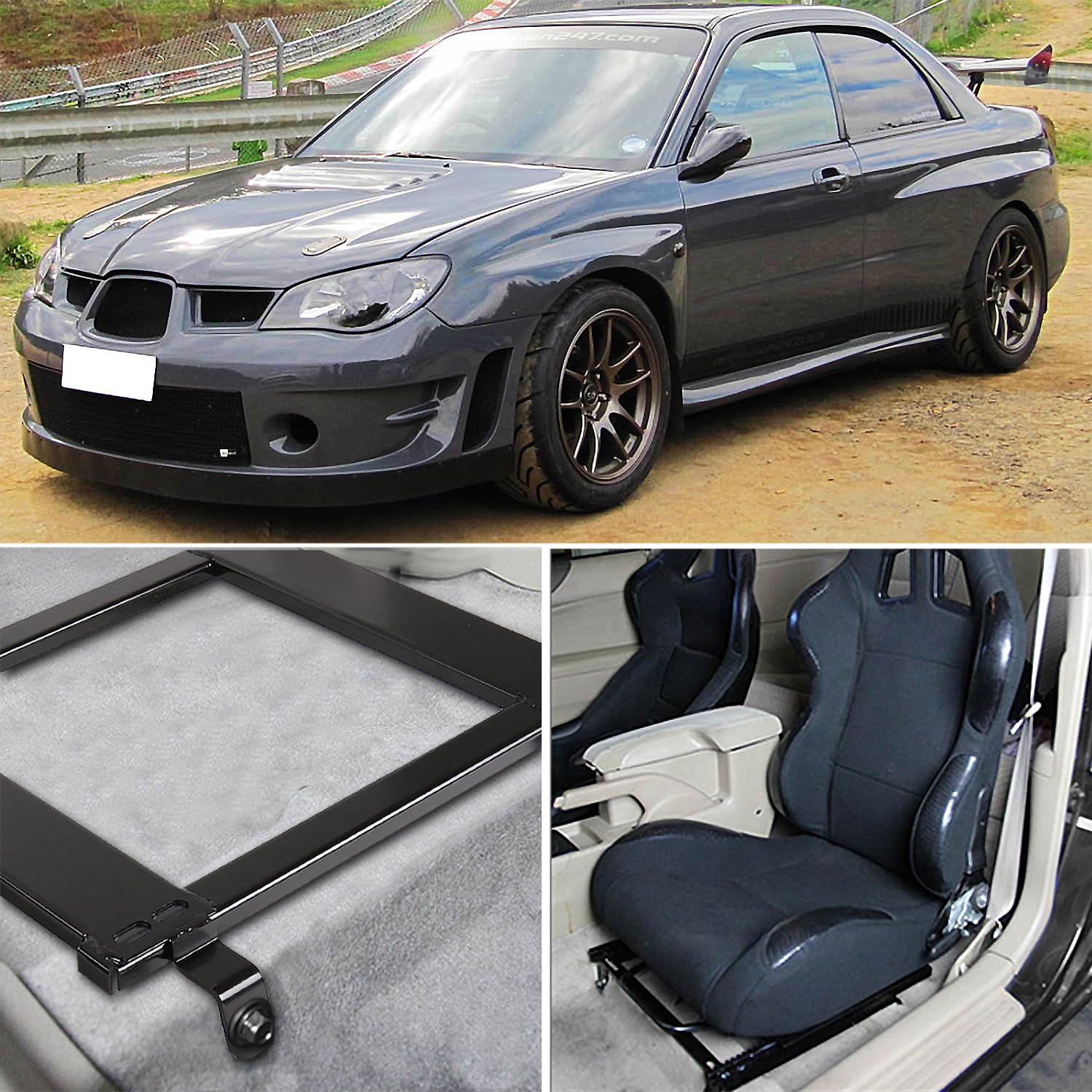 Spec-D Tuning Racing Seats Mounting Brackets Rail Track Compatible with 1993-2007 Subaru Impreza WRX Sti