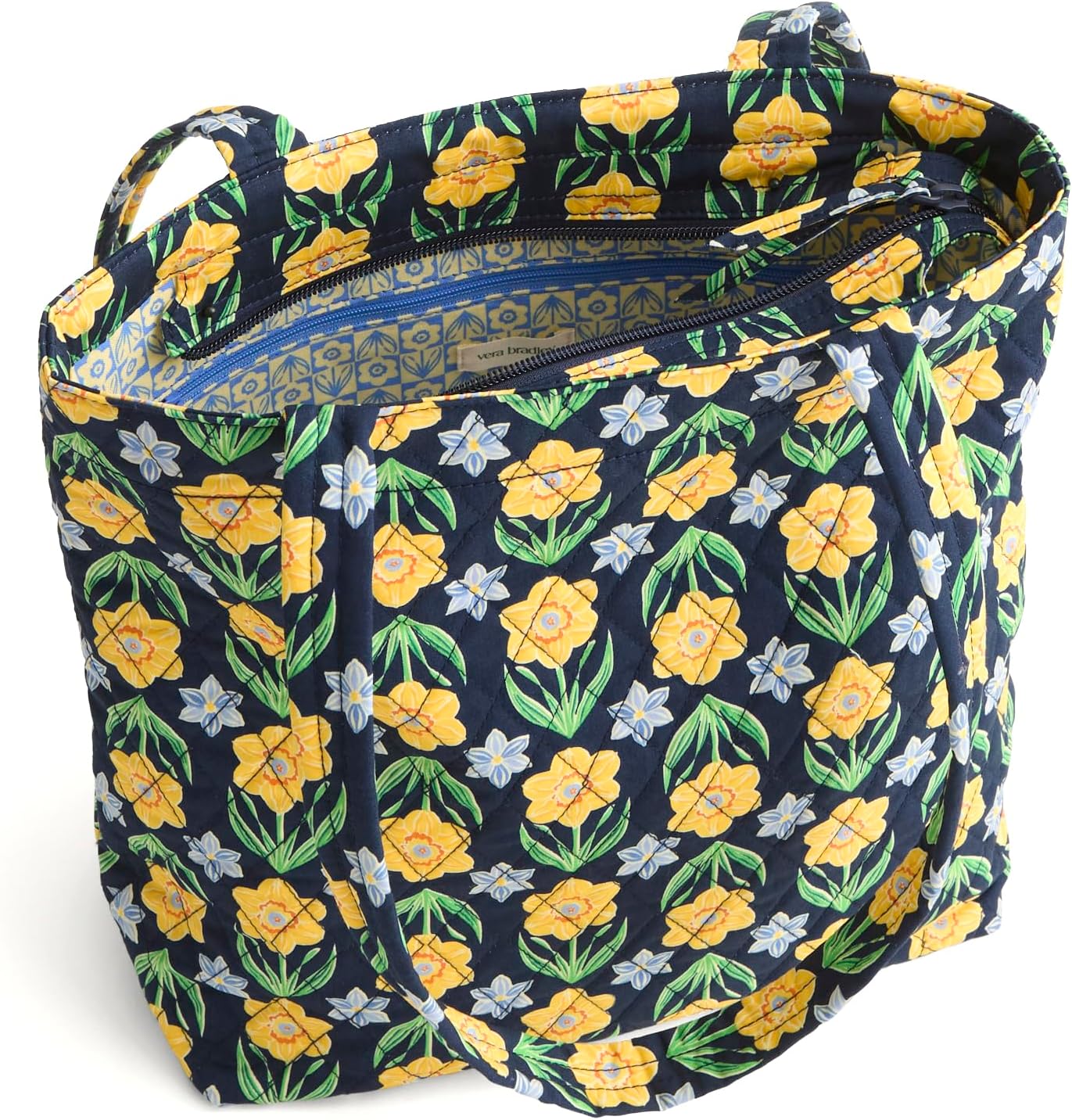 Premium Cotton Small Original Zip Tote Bag, Daffodils - Image 4