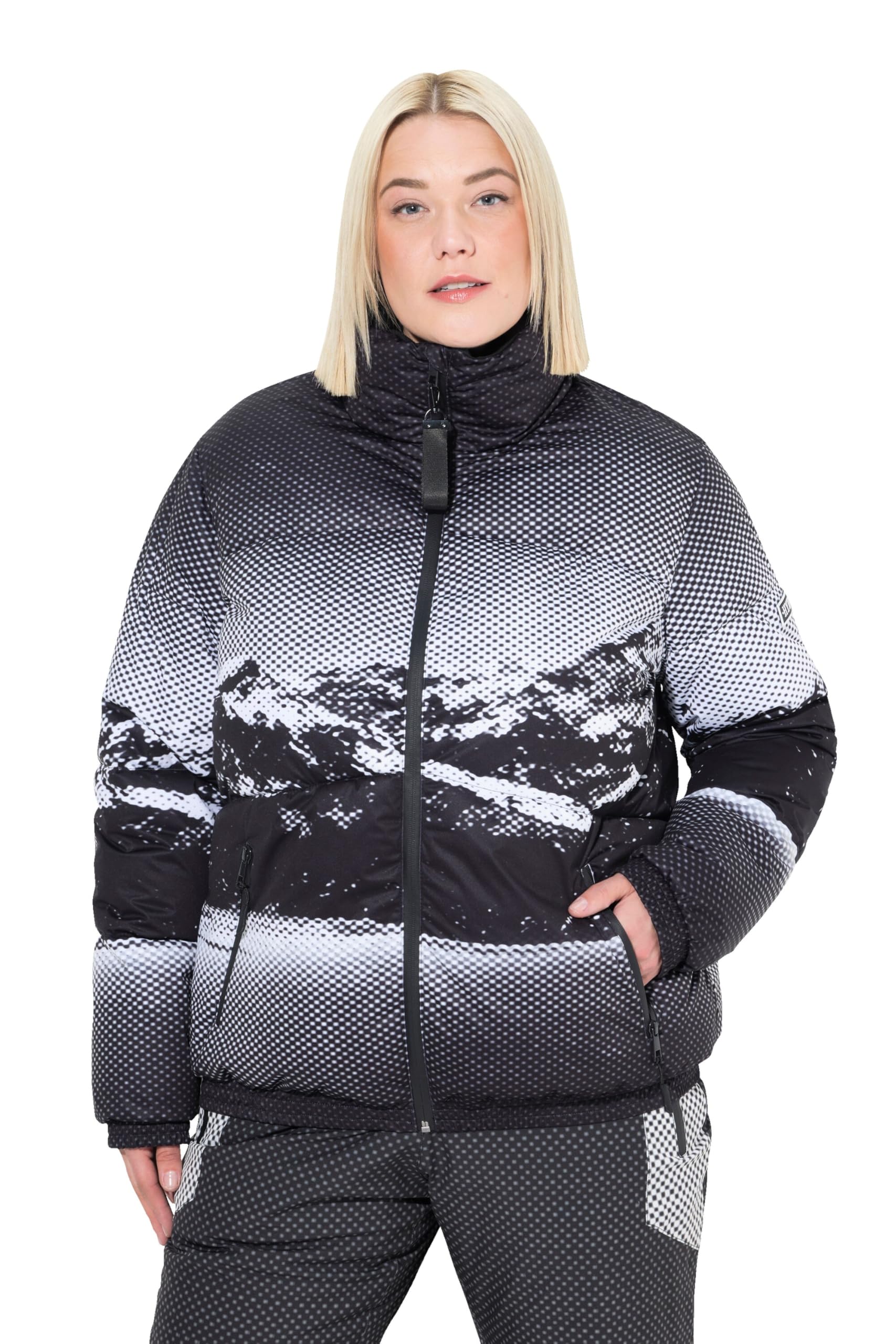 Ulla Popken Damen große Größen Übergrößen Plus Size HYPRAR Performance-Pufferjacke, wasserdicht, Stehkragen 831671