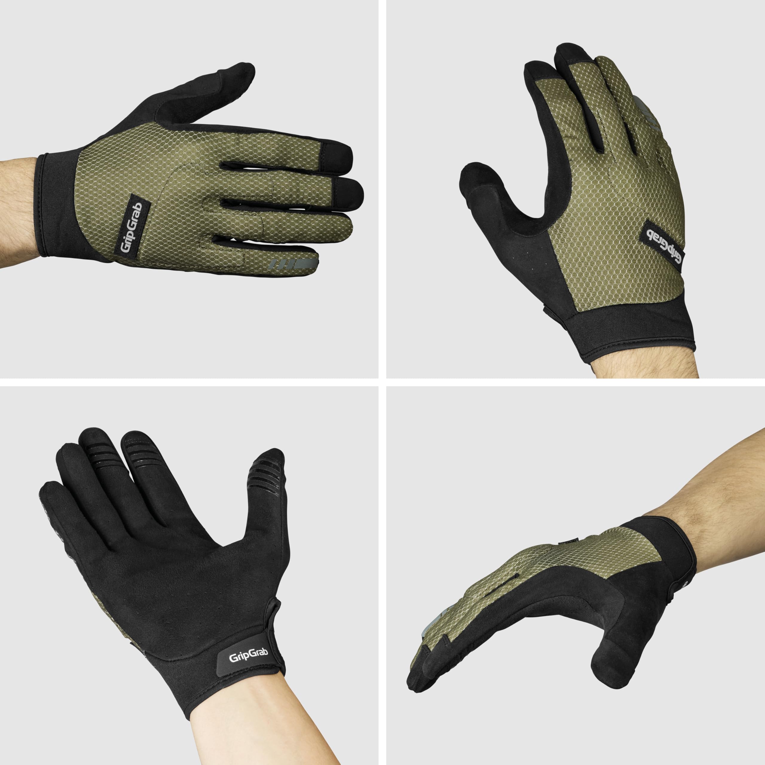 GripGrab Descent InsideGrip MTB Handschuhe Knöchelschutz Sommer Langfinger | Anti-Rutsch-Silikonprints, Schweißwischer, Protektoren am Handrücken, Klettverschluss - Mountainbike Downhill, Enduro, BMX