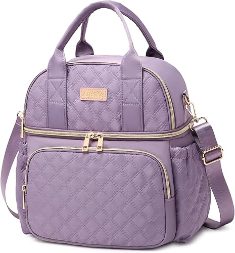 AIJIEKE Bolsa de almuerzo para hombres y mujeres, lonchera de doble compartimento, bolsas de almuerzo aisladas, bolsa de almuerzo grande para